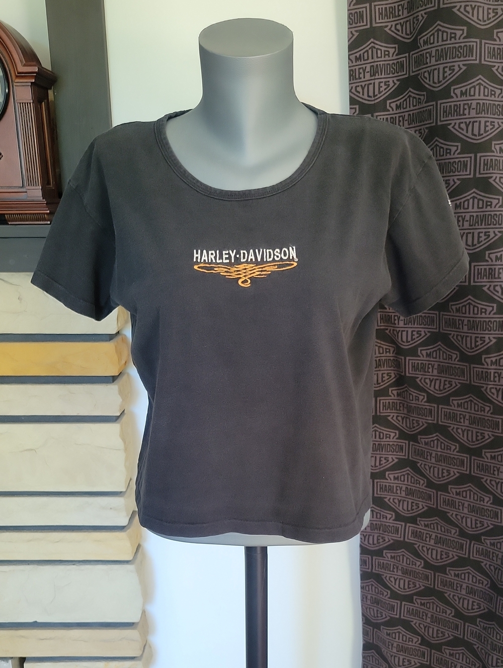 Harley-Davidson Cropped Top XL Black Vintage